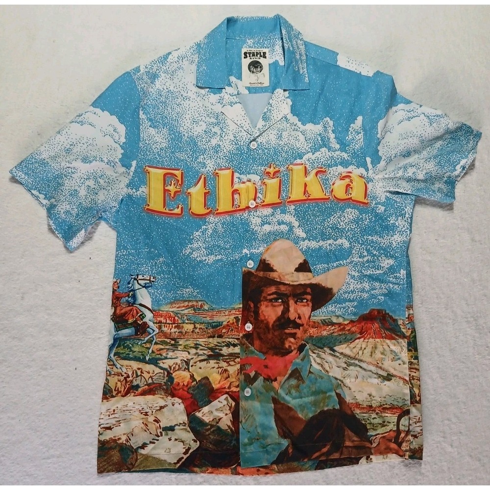 Staple Ranch Ethica Cowboy Shirt Size Large Button Up Western Multicolor